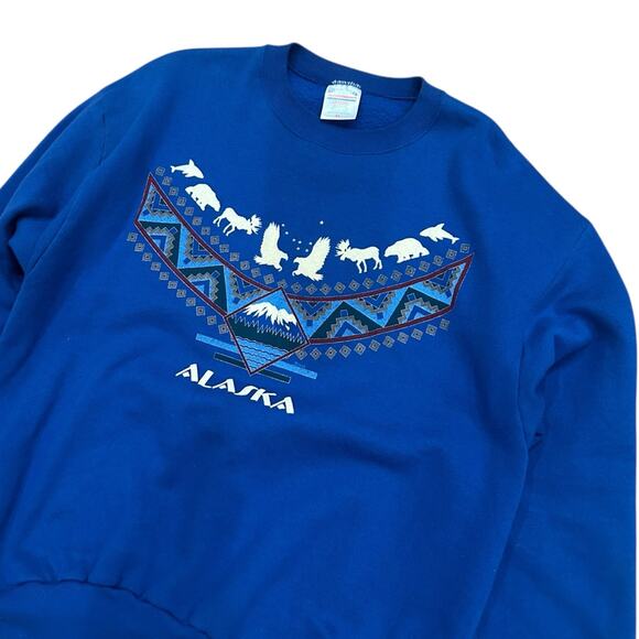 Vintage Blue Alaska Wildlife Nature Sweatshirt Pullover / Women’s XL - - Picture 4 of 4